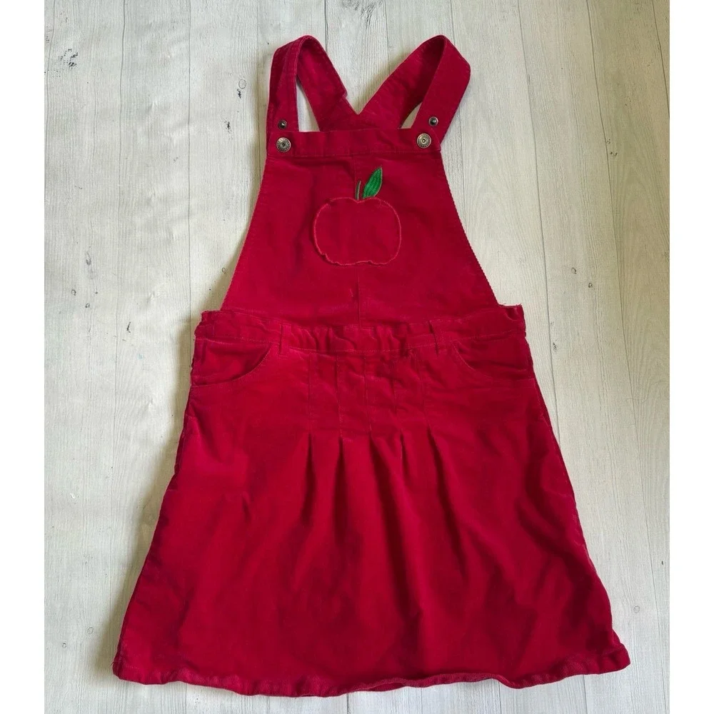 Gymboree Girls red Apple Corduroy‎ Skirtall dress jumper Teacher's Favorite 10